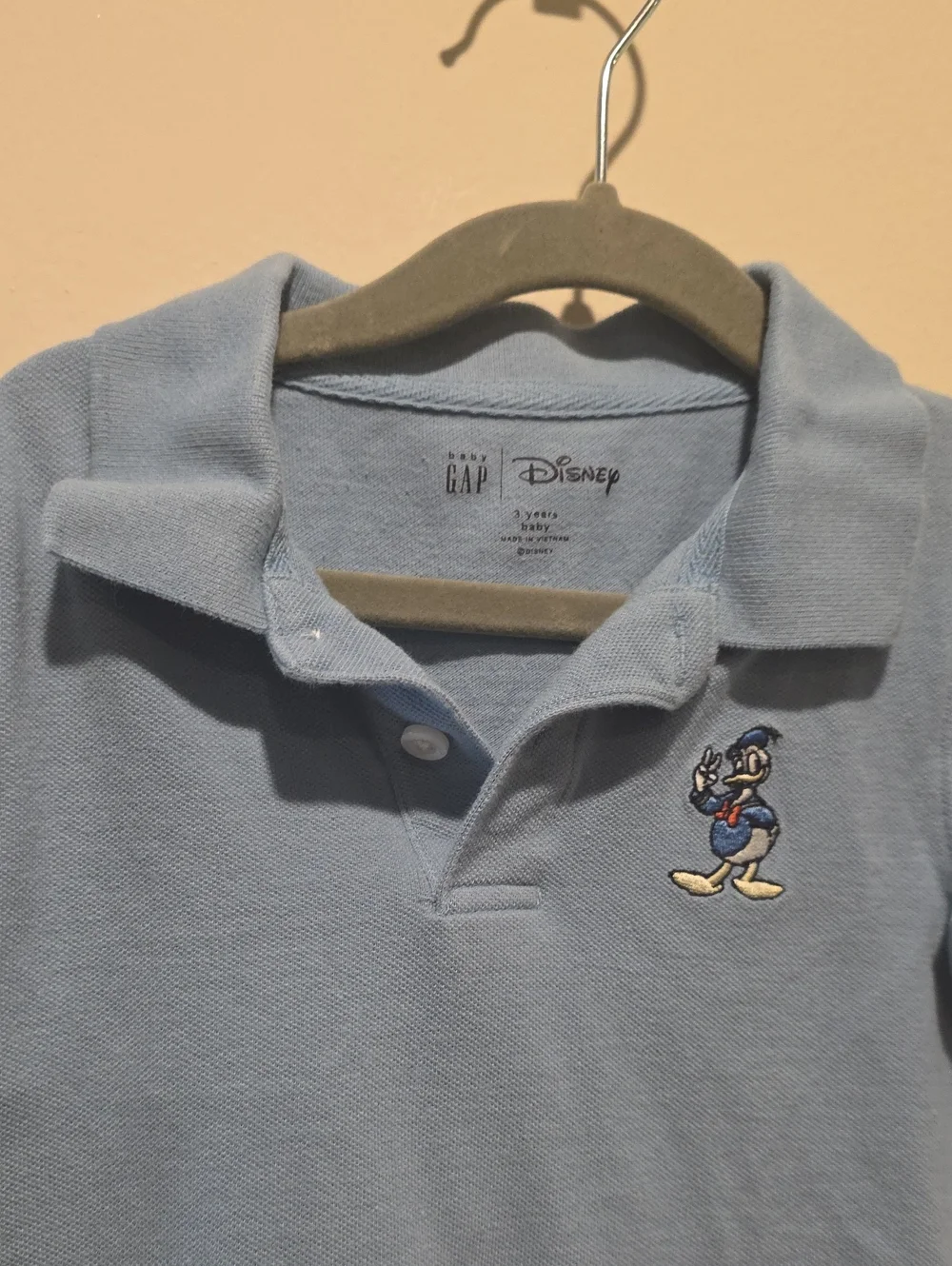 GAP Blue Kids Polo Shirt with Donald Duck Embroidery Size 3 T